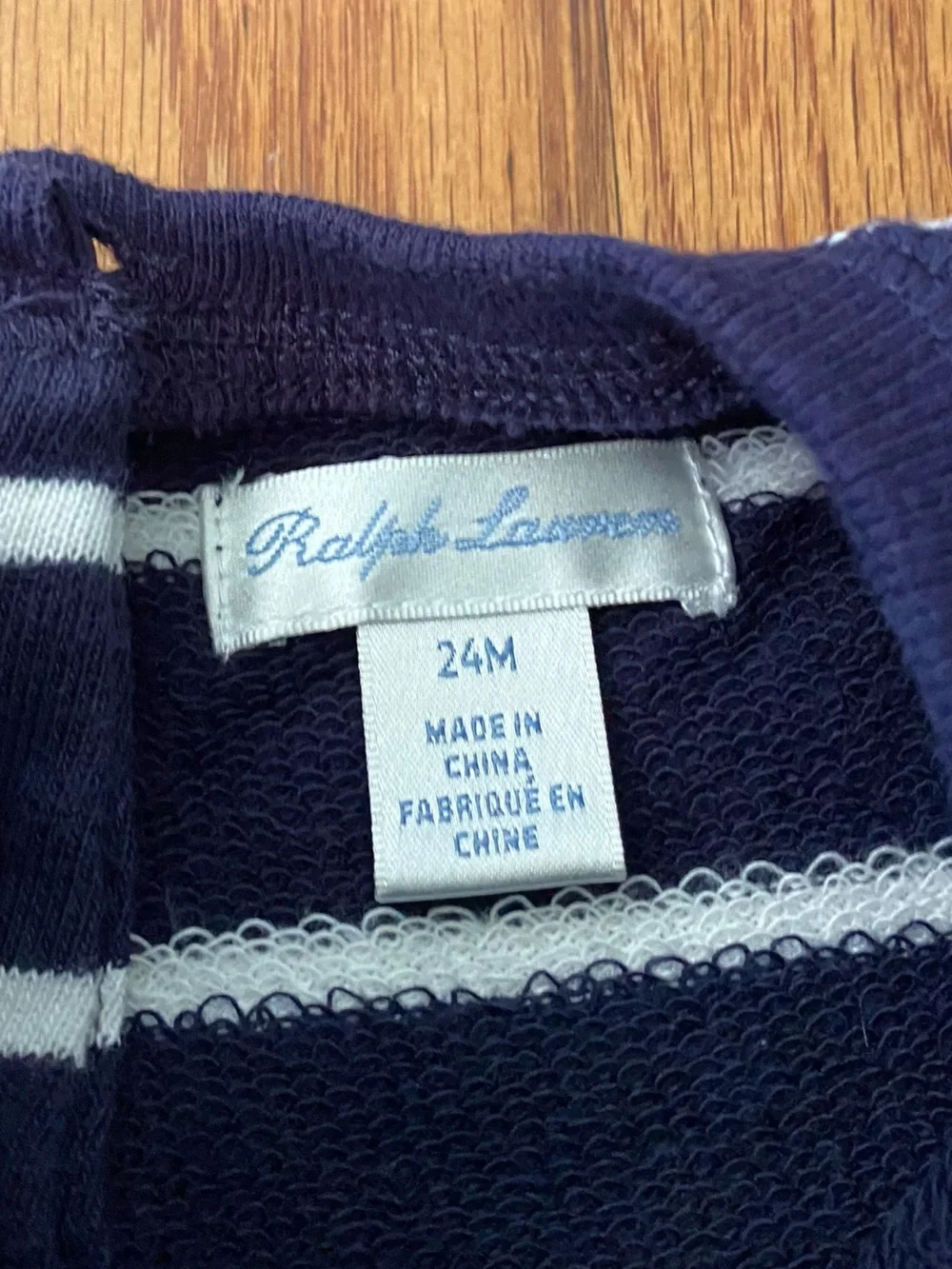 Ralph Lauren Navy and White Striped Knit Dress with Bear Patches